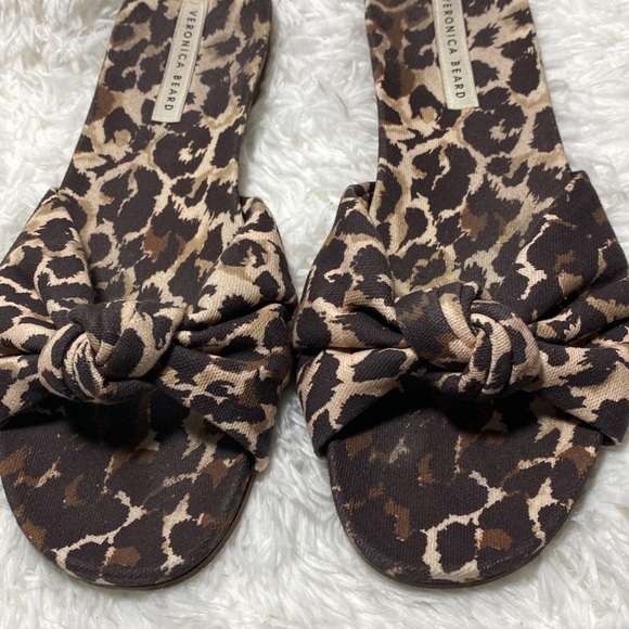 Veronica Beard Brown Slide Sandals with Bold Leopard Print Pictured AS IS - Picture 4 of 7